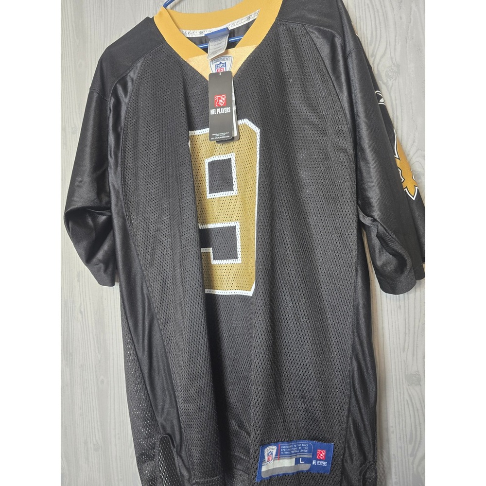 Reebok Drew Brees #9 Saints Jersey Mens L Black Gold NFL Equipment NWT Spot